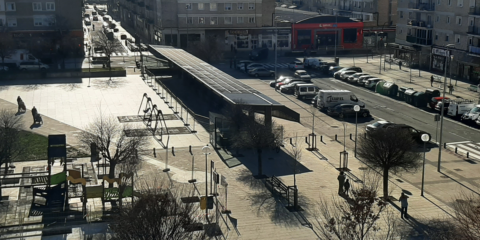El Ayuntamiento de Pamplona ultima su tercera instalación fotovoltaica sobre una pérgola de la ciudad