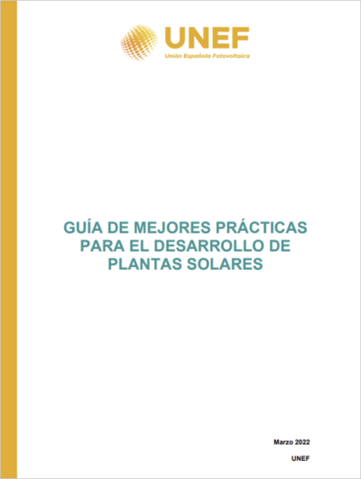 portada de la Guía de mejores prácticas para el desarrollo de plantas solares.