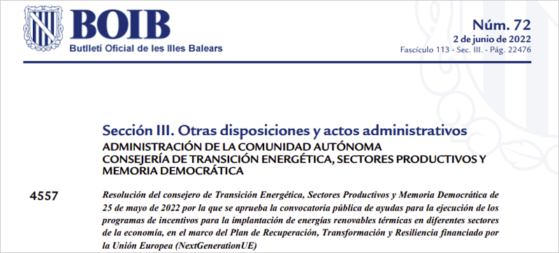 convocatoria publicada en el Boletín Oficial de las Islas Baleares (BOIB)