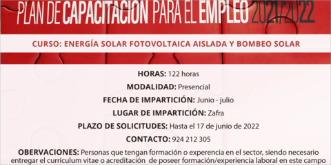 La Diputación de Badajoz imparte una formación sobre energía fotovoltaica aislada y bombeo solar