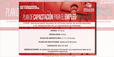 Formación online de la Diputación de Badajoz sobre instalaciones fotovoltaicas de autoconsumo