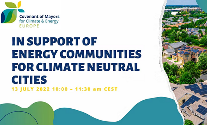 webinar 'En apoyo de las comunidades energéticas para ciudades climáticamente neutras'