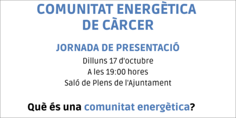 El Ayuntamiento de Cárcer organiza una jornada de presentación de su comunidad energética local