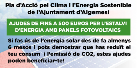 Convocatoria de ayudas en Algemesí para el ahorro energético con paneles fotovoltaicos