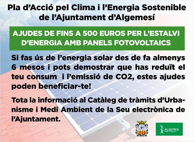 Infografía con las ayudas de Algemesí para el ahorro energético.