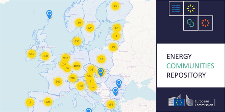 mapa interactivo de comunidades energéticas en Europa