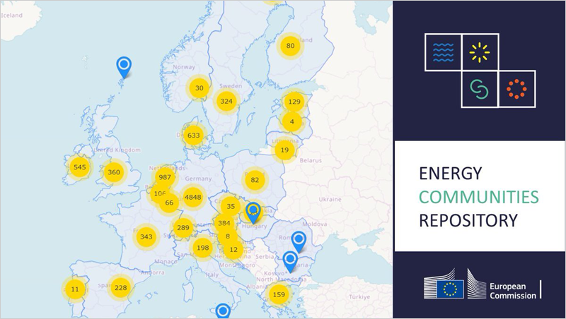 mapa interactivo de comunidades energéticas en Europa