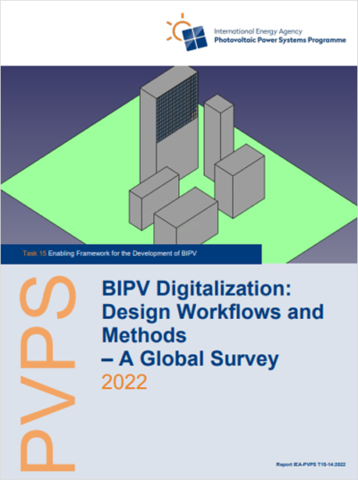 Portada estudio BIPV digitalización con varios edificios a modo de infografía.