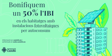 El Ayuntamiento de Castellón abre el plazo para solicitar la bonificación del IBI por instalar placas fotovoltaicas