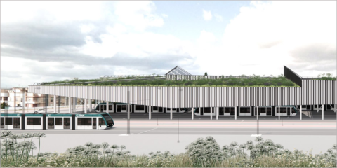 La cubierta verde de las cocheras del Metro de Granada tendrá placas fotovoltaicas para el autoconsumo