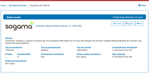 Licitación para una instalación fotovoltaica en el almacén de combustible del complejo de Cerceda