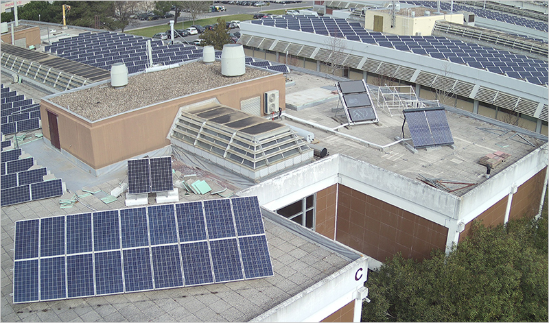 Placas solares en edificios.