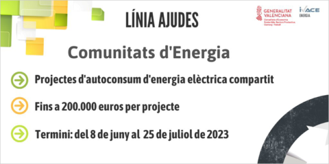 Ayudas para autoconsumo eléctrico en comunidades energéticas de la Comunidad Valenciana
