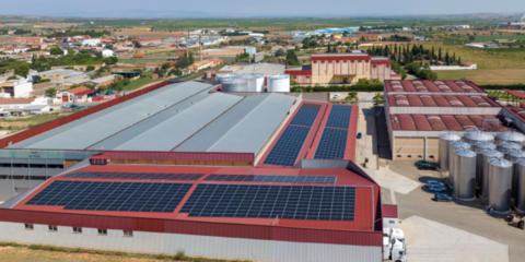 La planta de producción de Bodegas San Valero apuesta por la energía solar fotovoltaica