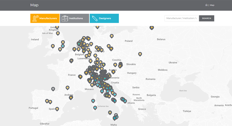 Mapa interactivo del proyecto original BIPV Meets History.