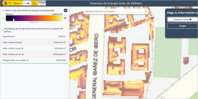 Nuevo visualizador web del potencial solar de los edificios en España