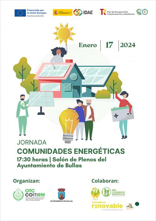 Cartel de jornada ciudadana de comunidades energéticas del Ayuntamiento de Bullas.