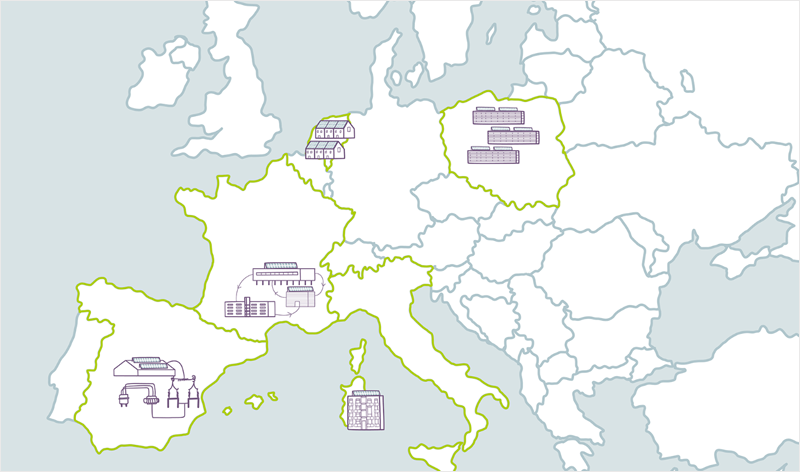 Mapa de los proyectos piloto del programa europeo Lightness.