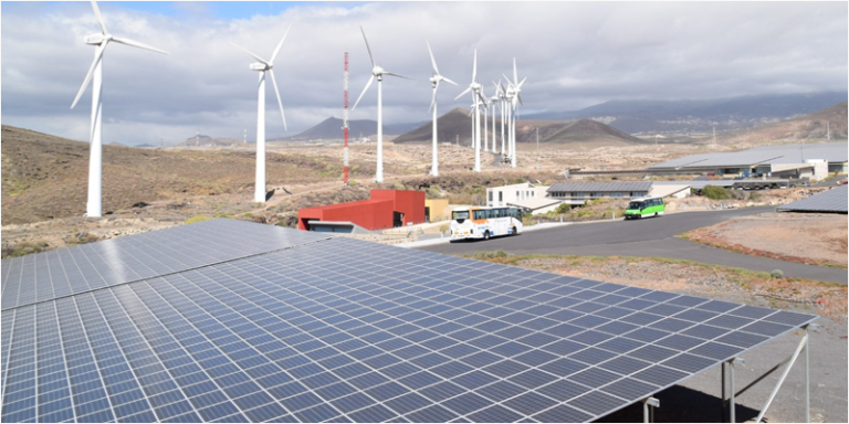 Energía solar y eólica en Tenerife.