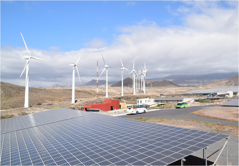 Energía solar y eólica en Tenerife.