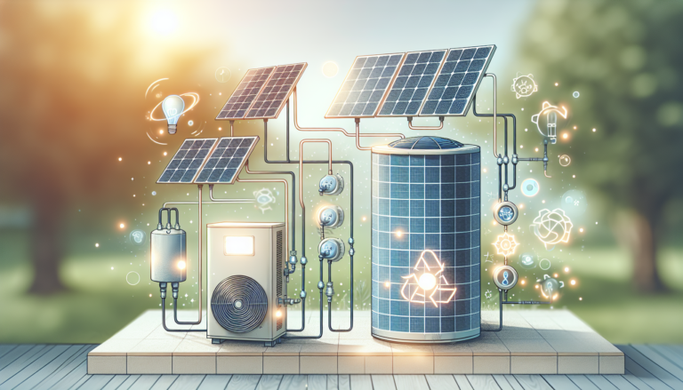 Esquema de Aerotermia y Energía Solar que ilustra la sinergia entre ambas tecnologías para la producción de energía limpia y sostenible.