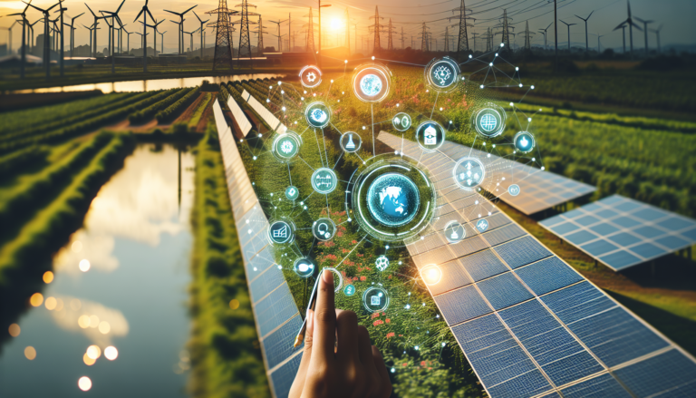 Fondo que combina la Agenda 2030 y la Energía Solar, junto a un esquema simbólico. Imagen representativa de la convergencia de objetivos sostenibles y energía renovable. Fondo y esquema simbolizando la Agenda 2030 y la Energía Solar. Representa la armonía entre sostenibilidad y energía limpia.