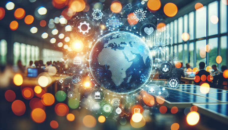 Imagen que representa la sinergia entre Alianzas Estratégicas y Energía Solar, con un fondo que fusiona ambos conceptos y un esquema que simboliza la colaboración entre las partes. Fusión visual de Alianzas Estratégicas y Energía Solar a través de un fondo innovador y un esquema que simboliza la colaboración.