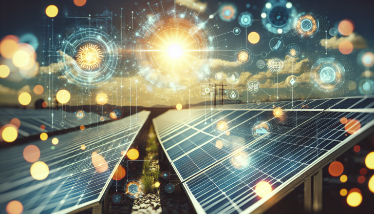 Fondo combinado de Auditoría Energética y Energía Solar + esquema. Representación visual completa de la relación entre auditoría energética y energía solar.