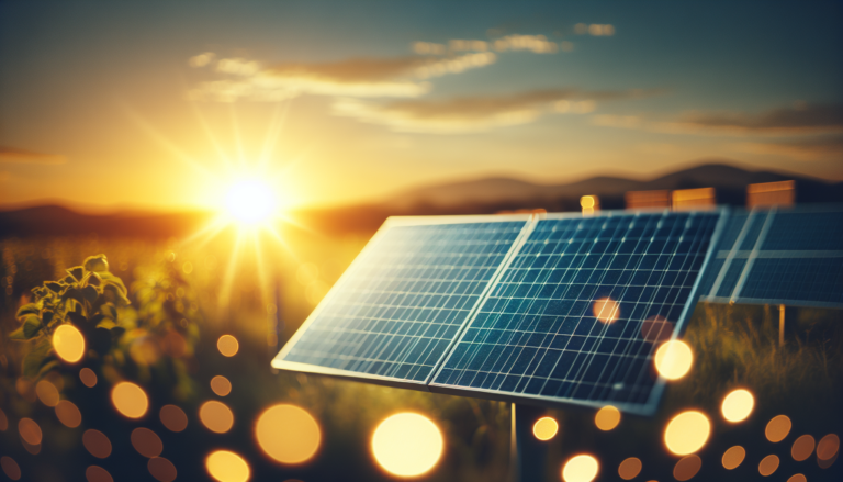 Ilustración que fusiona el concepto de Balance Energético con la tecnología de la Energía Solar, representados en un fondo y un esquema simbólicos. Ilustración con Balance Energético y Energía Solar