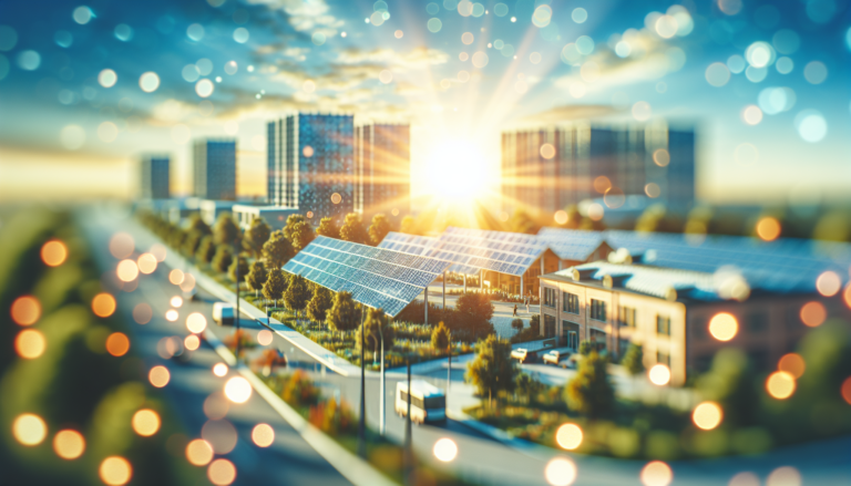 Fondo que fusiona representaciones de BREEAM y Energía Solar junto a un esquema simbólico de aspectos clave de BREEAM, transmitiendo integración sostenible y eficiencia energética. Imagen de fondo fusionando BREEAM y Energía Solar con esquema simbólico del estándar BREEAM, destacando eficiencia y sostenibilidad en la construcción sustentable.