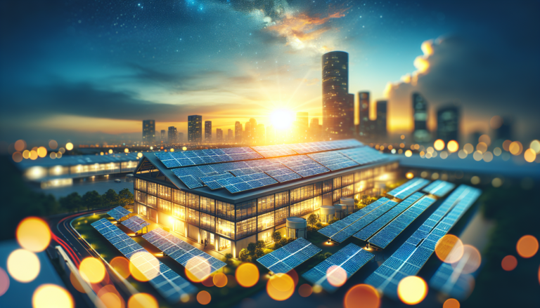 Fondo que fusiona BMS y Energía Solar junto a esquema representativo de BMS. Integración visual de tecnologías para gestionar eficientemente la energía de edificaciones. Fondo BMS y Energía Solar con esquema representativo de BMS. Innovación en gestión energética para edificaciones sostenibles.