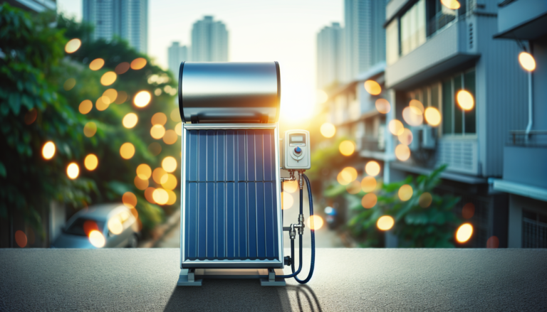 Imagen Calentadores Solares de Agua y Energía Solar. Detalles del sistema de Calentadores junto a una vista general de energía solar. Combinación de elementos visuales clave.