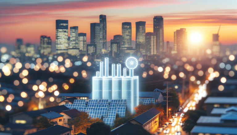 Imagen representativa de la cogeneración y la energía solar, con un fondo que fusiona ambos conceptos y un esquema simbólico. Fusión de cogeneración y energía solar en imagen con fondo y esquema simbólico.