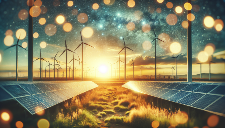 Representación visual de la descarbonización mediante la energía solar como solución sostenible y limpia. Esquema de transición energética visualmente impactante. Esquema de descarbonización con energía solar, solución sostenible y limpia para el futuro energético.