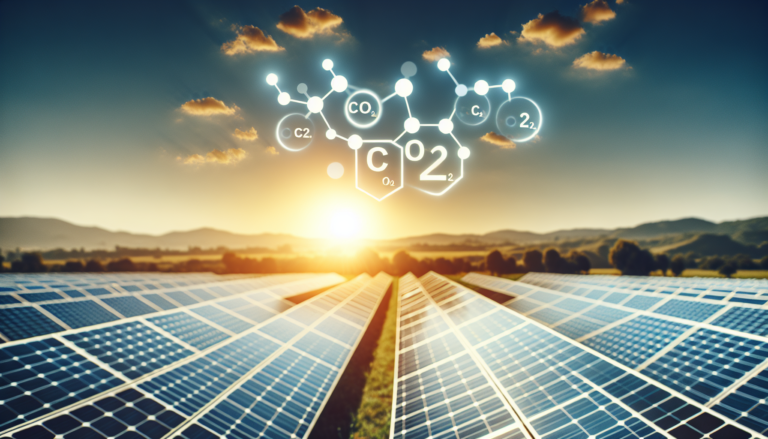 Fondo con representación de Emisiones CO2 y Energía Solar y esquema simbolizando la temática para mejorar la visualización de la página de Energía Solar.