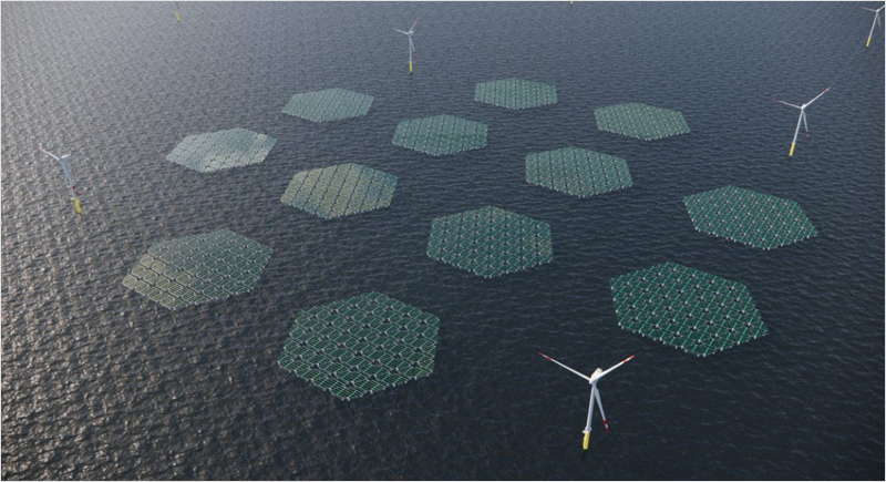 Parque eólico y solar marino.