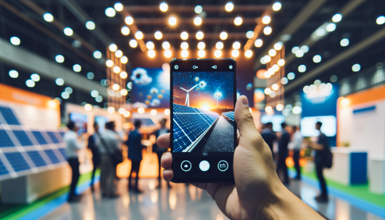 Ferias y Congresos de Energía Solar: un escenario mixto que fusiona el mundo de las exposiciones con la energía renovable en un diseño innovador y moderno. Esquema simbólico sobre Ferias y Congresos de Energía Solar.