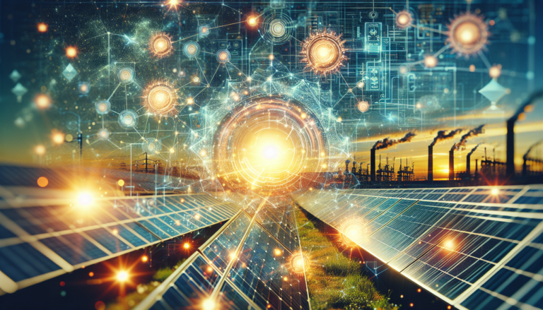 Esquema de Gestión de la Demanda Eléctrica integrado con Energía Solar en un diseño visualmente atractivo, representando la eficiencia energética y sostenibilidad. Esquema de Gestión de la Demanda Eléctrica y Energía Solar en un mismo diseño, simbolizando la unión entre eficiencia y sostenibilidad.