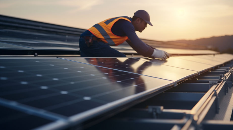 Instalación de paneles solares.