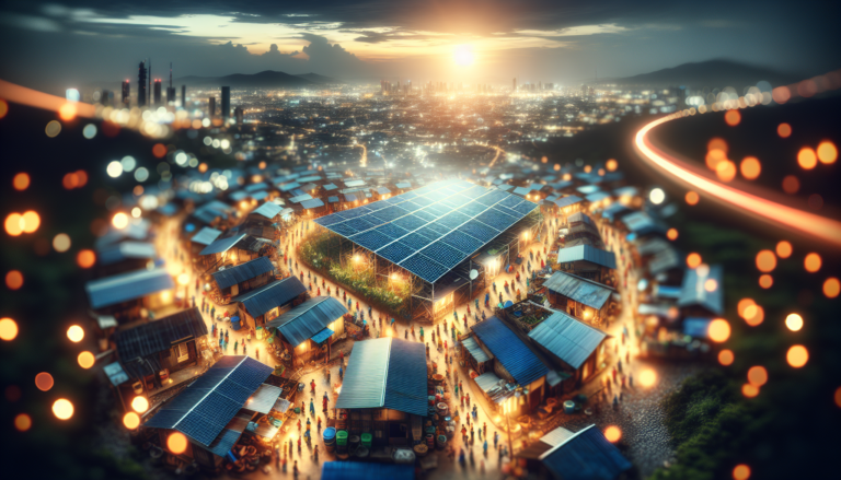 Imagen representativa que fusiona la esencia de las Comunidades Energéticas con la potencia de la Energía Solar. Transmite innovación y sostenibilidad a través de un diseño simbólico y visualmente impactante. Fondo que combina elementos de Comunidades Energéticas y Energía Solar con un esquema representativo. Símbolos representativos de sostenibilidad y colaboración comunitaria.