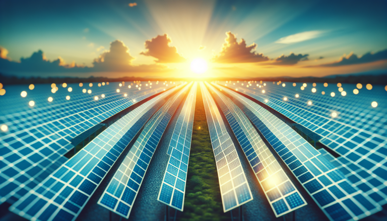 Imagen de fondo que combina elementos de energía solar y diagrama simbólico representativo, en la página especializada en energía solar.