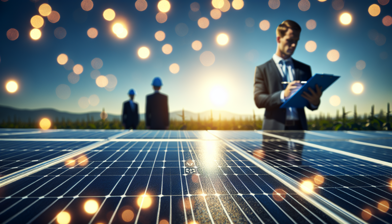 Fondo que combina elementos de Normativa y Energía Solar junto a esquema simbólico. Representación visual de la regulación en la industria solar. Imagen con fondo que mezcla Normativa y Energía Solar más esquema simbólico. Visualización de regulación en sector solar.