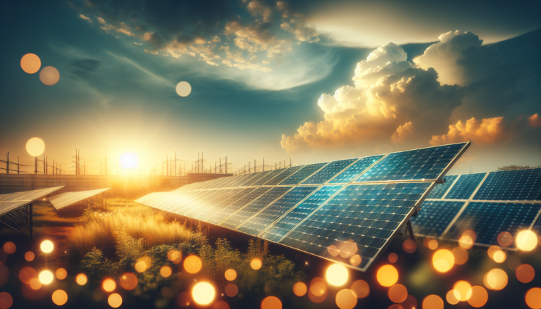 Fondo que fusiona los "ODS (Objetivos Desarrollo Sostenible)" con la Energía Solar junto a esquema simbolizando los ODS, ideal para ilustrar una web sobre energía sostenible. Fondo muestra la unión de Objetivos de Desarrollo Sostenible con Energía Solar. Esquema simboliza ODS. Representación visual del compromiso con la sostenibilidad.