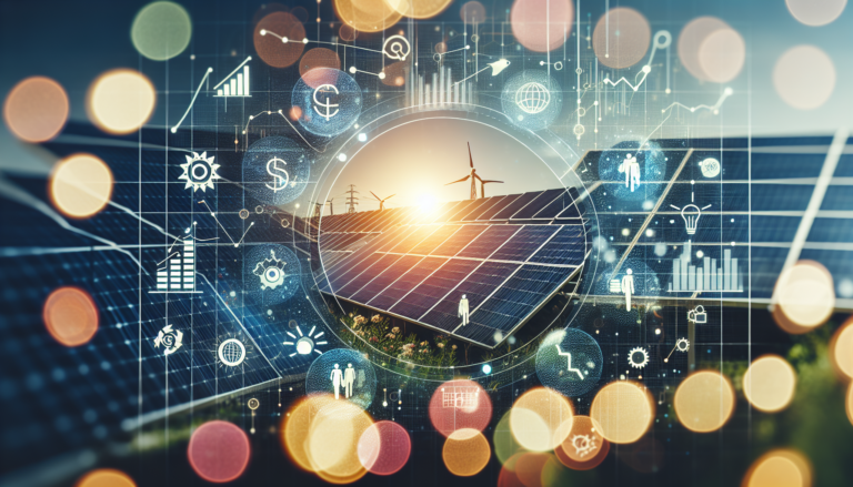 Combinación visual representando PERTE (Proyectos Estratégicos para la Recuperación y Transformación Económica) junto a Energía Solar, con un esquema simbólico sobre un fondo ilustrativo. Imagen mostrando la unión entre PERTE y Energía Solar a través de un esquema simbólico en un fondo ilustrativo.
