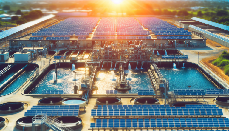 Imagen que mezcla EDAR (Estación Depuradora de Aguas Residuales) y Energía Solar con un esquema de la temática EDAR.