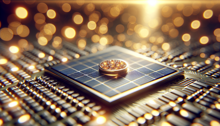 Combinación visual de Silicio y Energía Solar en una imagen impactante con un esquema simbolizando la importancia del Silicio en la generación de energía renovable. Fondo retratando una mezcla de Silicio y Energía Solar junto a un esquema que representa la temática del Silicio como elemento clave en la energía renovable.