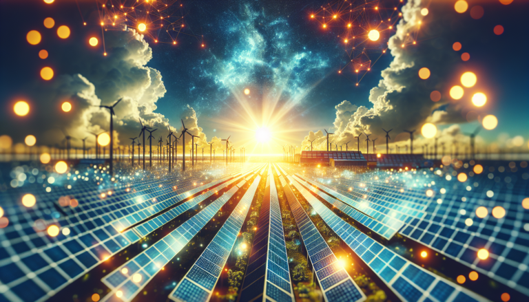 Imagen que combina elementos de Suministro Energético y Energía Solar: incluye un fondo mezclando ambos conceptos y un esquema detallado del Suministro Energético. Fondo mezclando Suministro Energético y Energía Solar, junto con un esquema representando la temática del Suministro Energético.