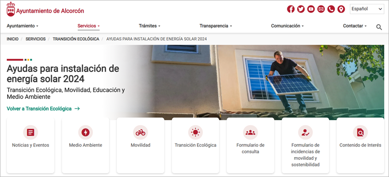 Apartado web municipal de Alcorcón.