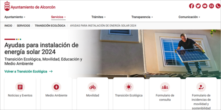 Apartado web municipal de Alcorcón.