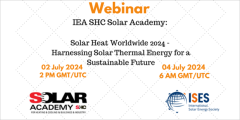 IEA SHC e ISES organizan un webinar sobre los últimos avances en energía solar térmica